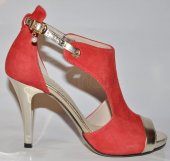 Dámske kožené sandálky 9755 - červeno zlaté
