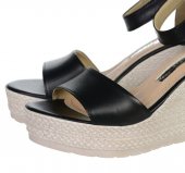 Dámske kožené sandálky na platforne Olivia Shoes 12080 - čierne